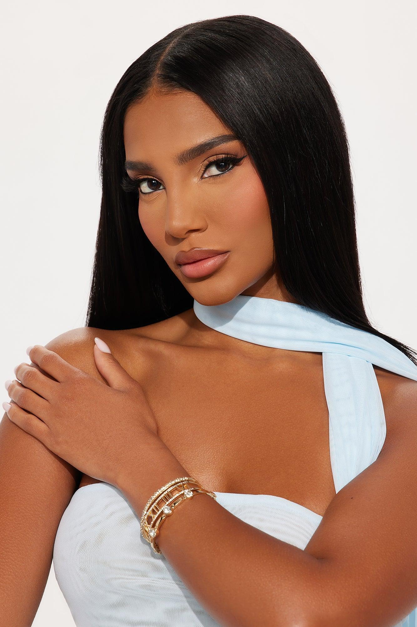 Feeling Boujee Rhinestone 3 Piece Bracelet Set - Gold Female Product Image