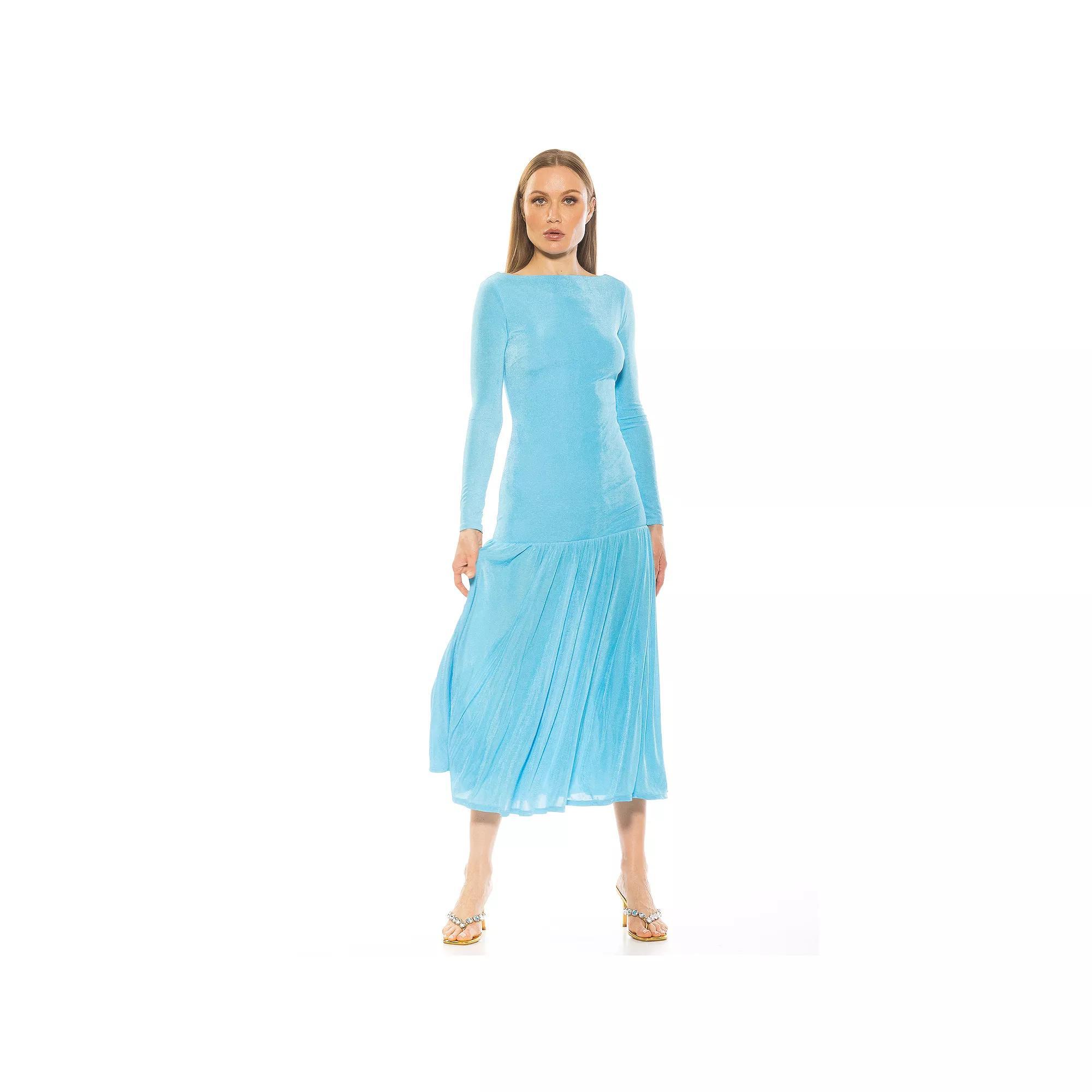 Women's ALEXIA ADMOR Khaite Long Sleeve Drop Waist Shirred Maxi Dress, Size: Large, Black Product Image