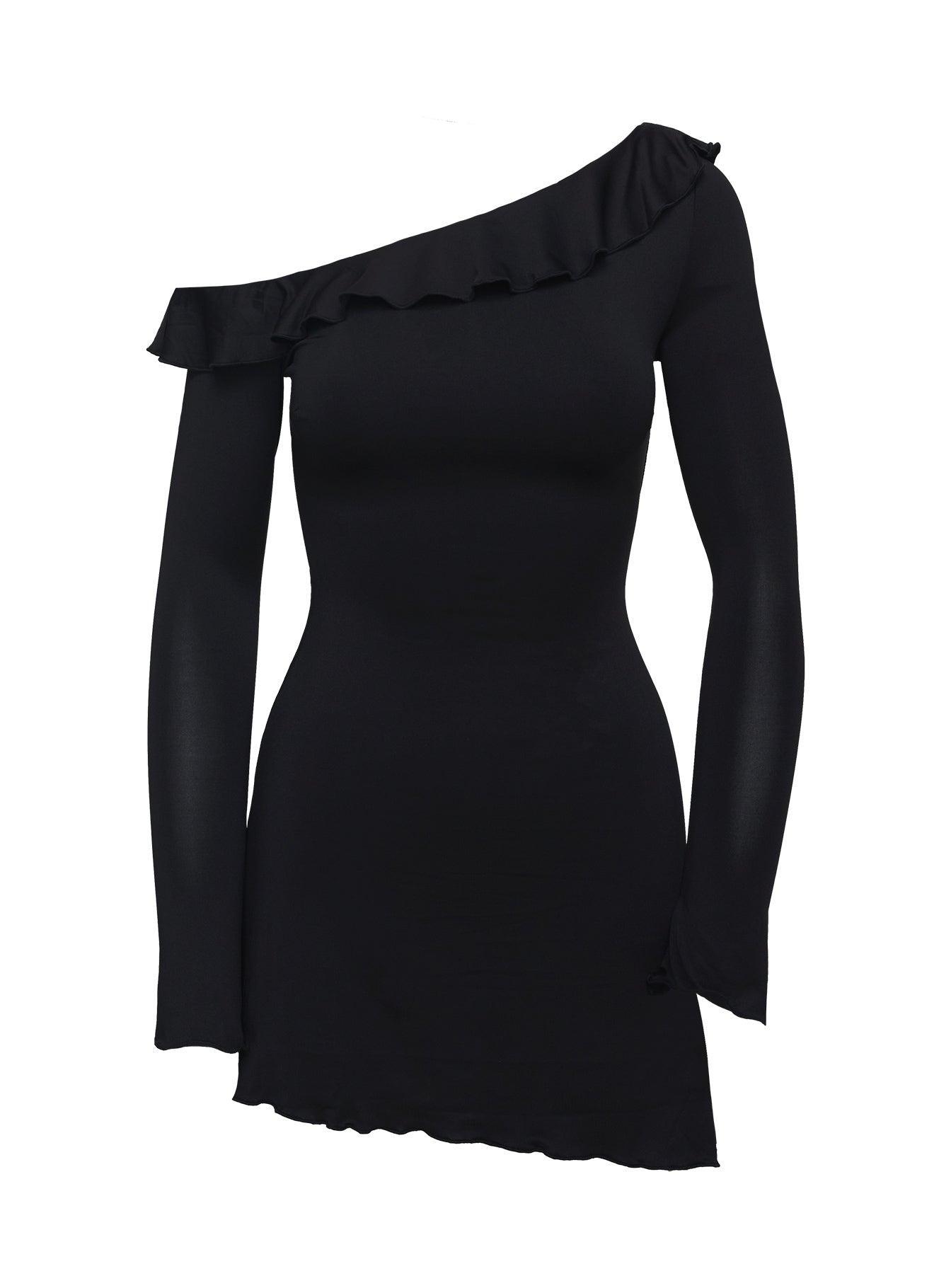 Bewitched One Shoulder Mini Dress Black Product Image