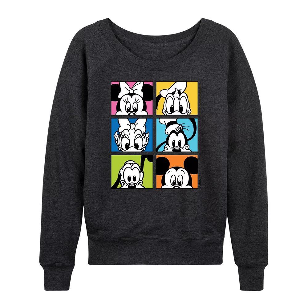 Disney's Mickey Mouse & Friends Women's Grid French Terry Long Sleeve Tee, Girl's, Size: Large, Heather Grey Product Image