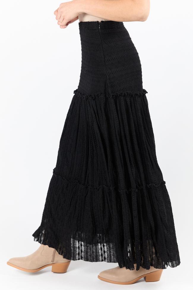 Just Wondering Black Lace Maxi Skirt Product Image