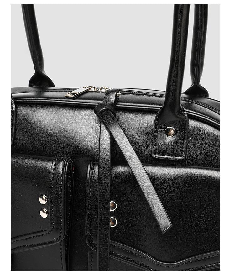 Faux Leather Buckled Pocketed Shoulder Bag Product Image