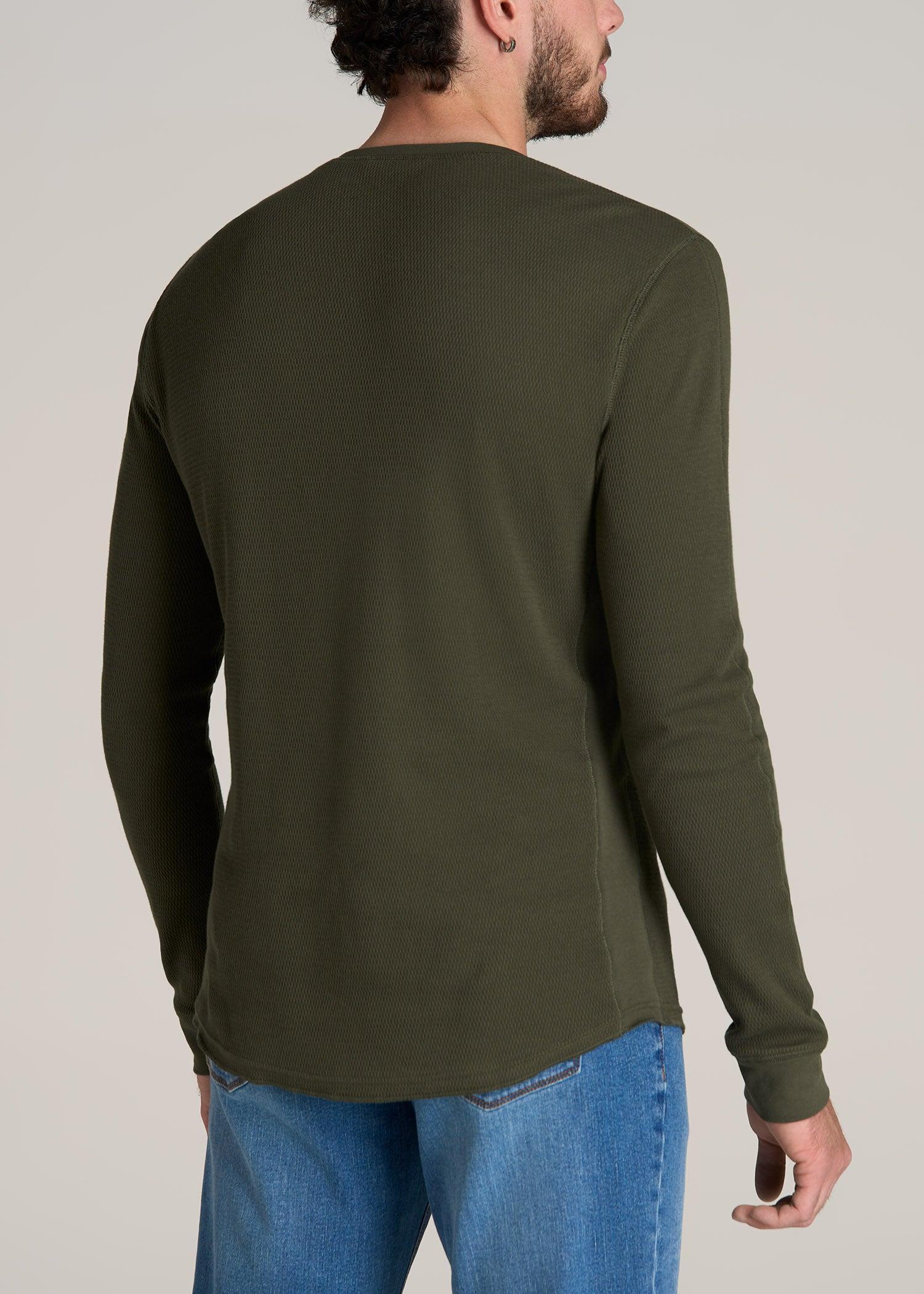 Double Honeycomb Thermal Crewneck for Tall Men in Dark Olive Green Product Image