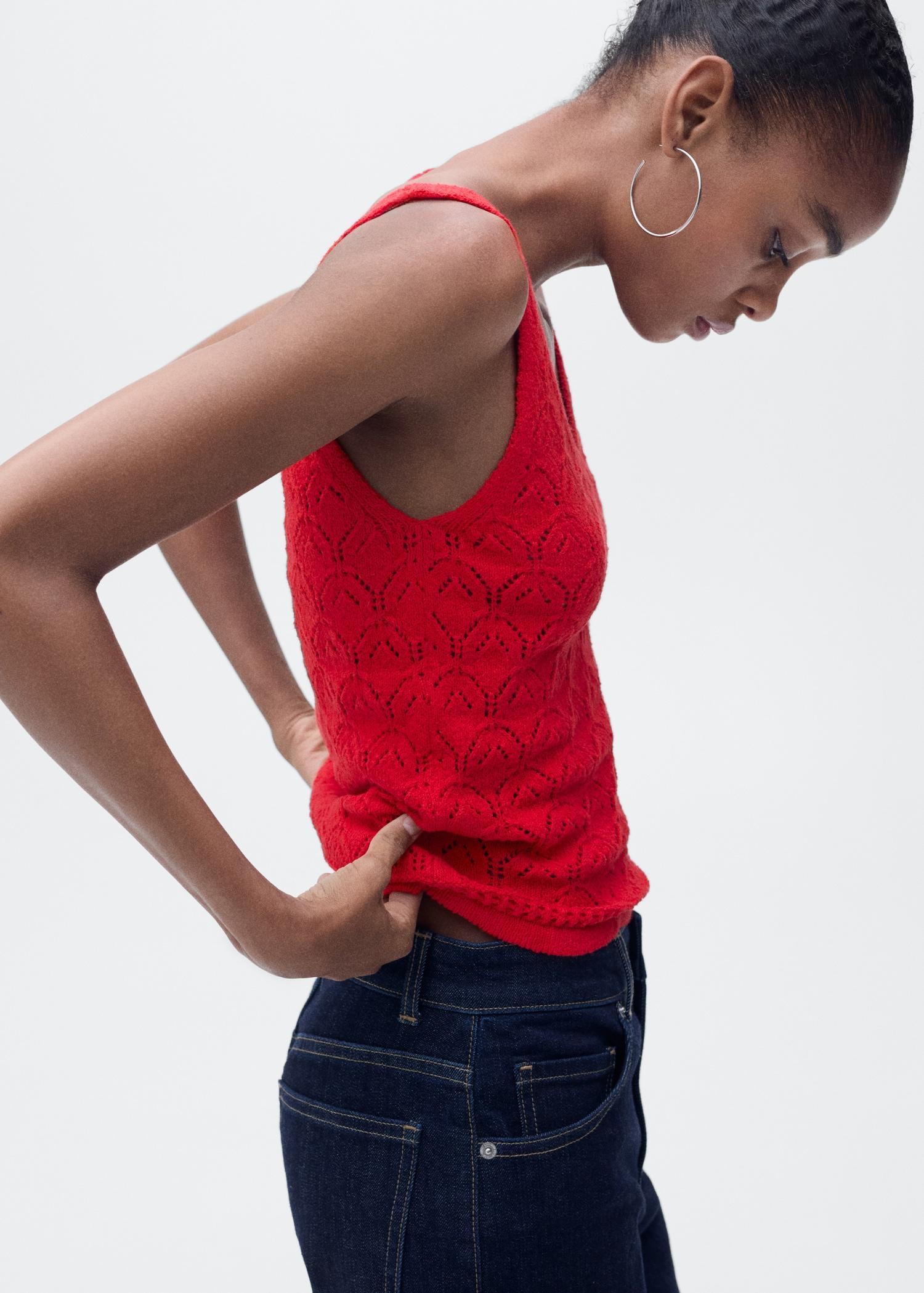 Openwork details knit top - Women | MANGO USA Product Image