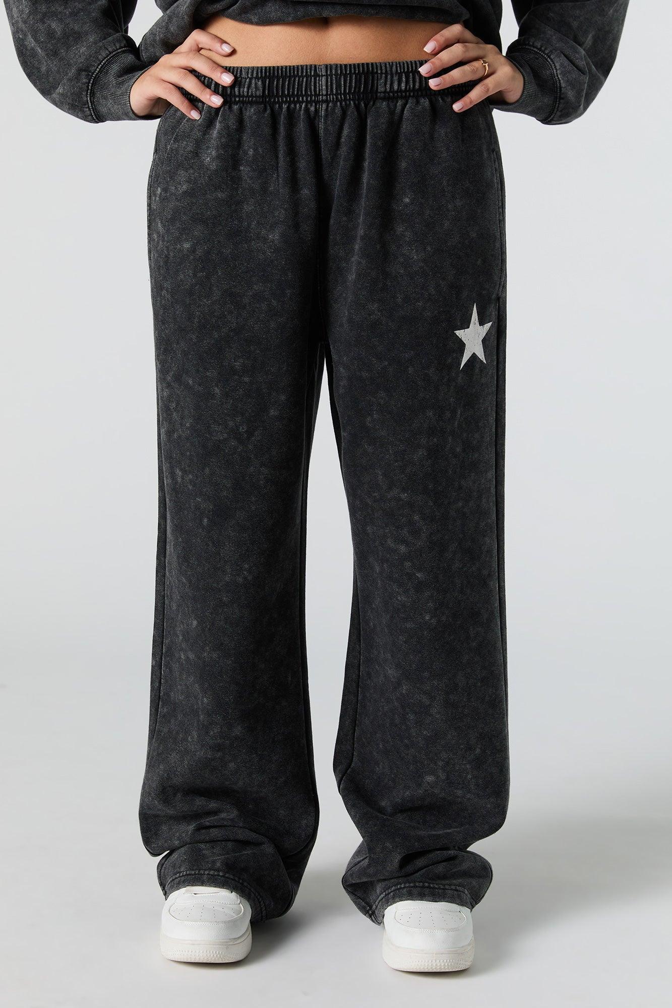 Graphic Washed Wide Leg Fleece Sweatpant Female Product Image