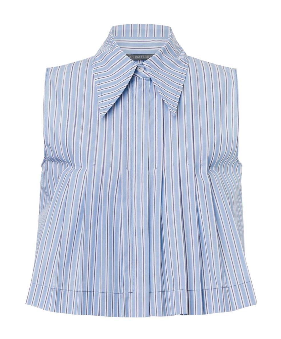 ALBERTA FERRETTI Striped Cropped Top In Blue Product Image