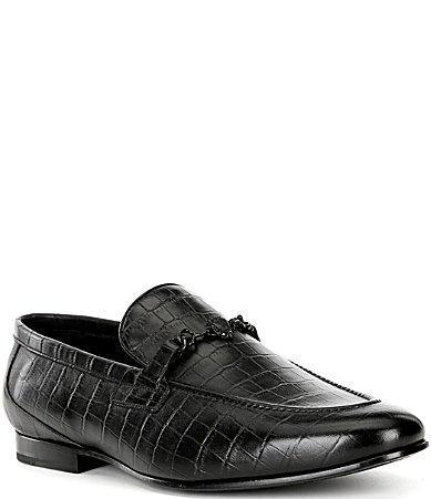 Kurt Geiger London Mens Alton Bit Buckle Croco Embossed Leather Loafers Product Image