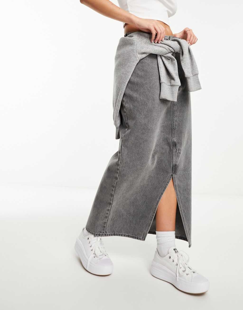 Monki midi denim skirt Product Image