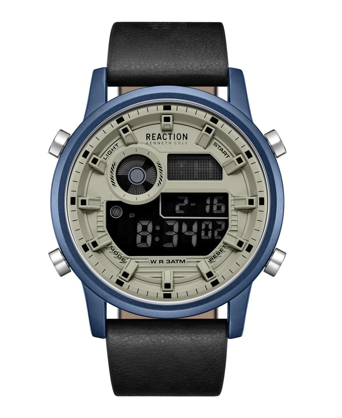 Kenneth Cole Reaction Mens Digital Black Synthetic Leather Strap Watch, 46mm Product Image