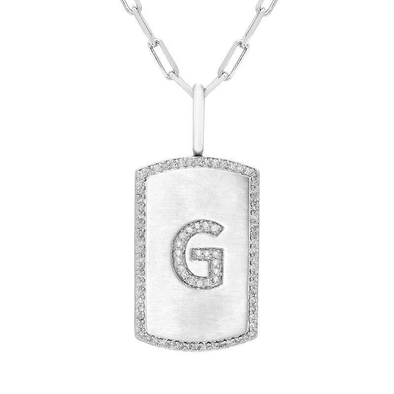 It's Personal Initial Sterling Silver & 1/4 Carat T.W. Diamond Dog Tag Necklace, Women's, Size: 20", Sterling L Product Image