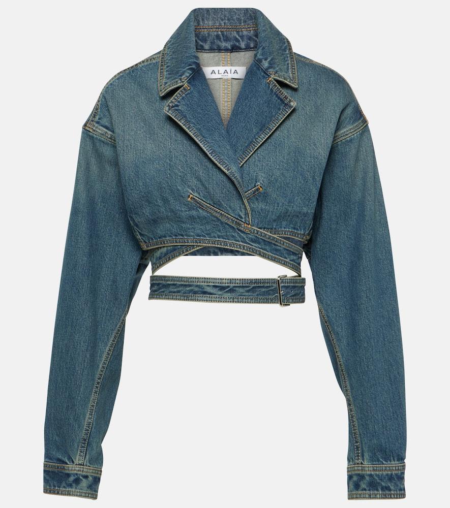 ALAÏA Denim Crossover Jacket In Bleu Vintage Product Image