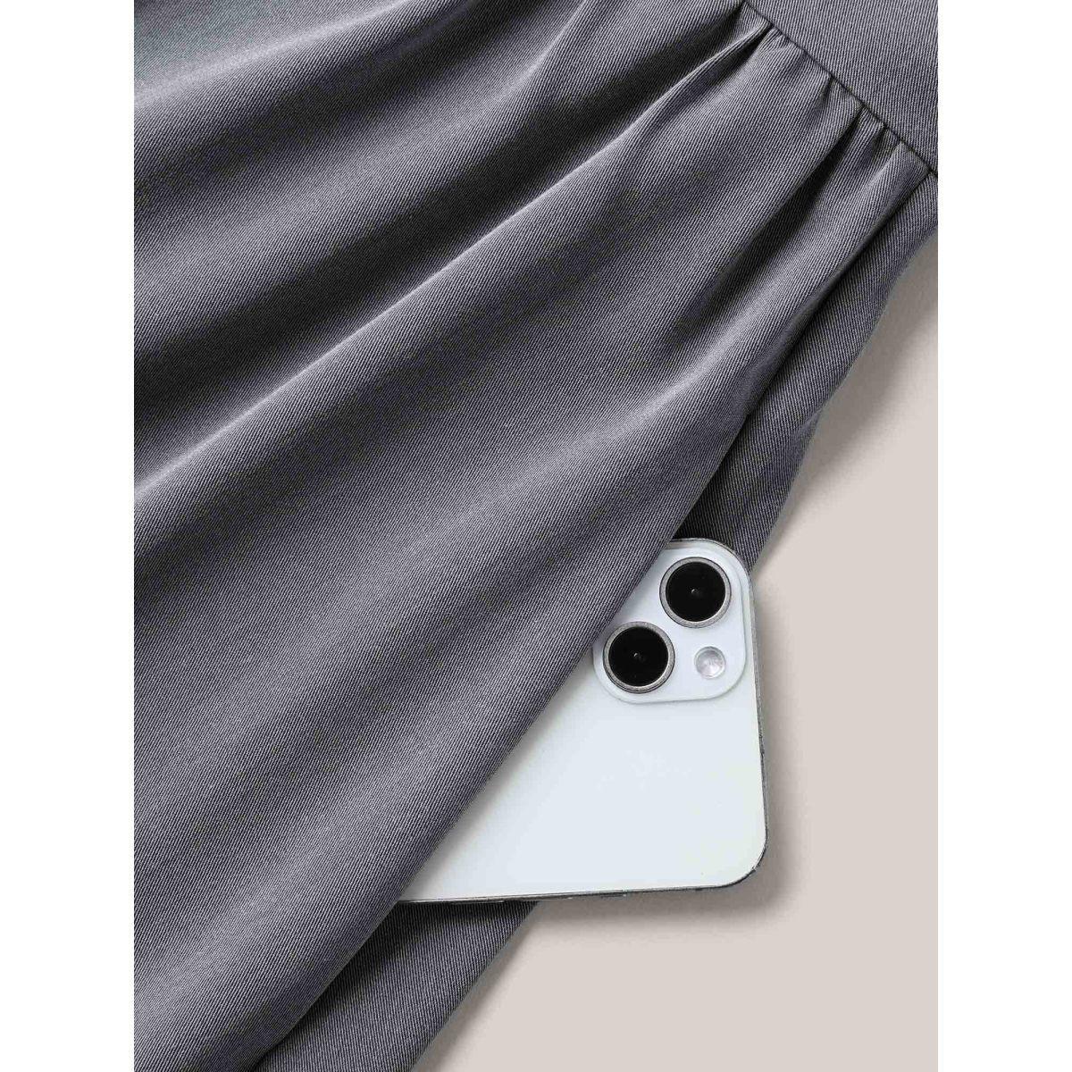 Plus Size Heather Tied Pockets Sleeveless Midi Dress Mediumgray Women Gathered V-neck Sleeveless Curvy BloomChic 14-16/1X Product Image