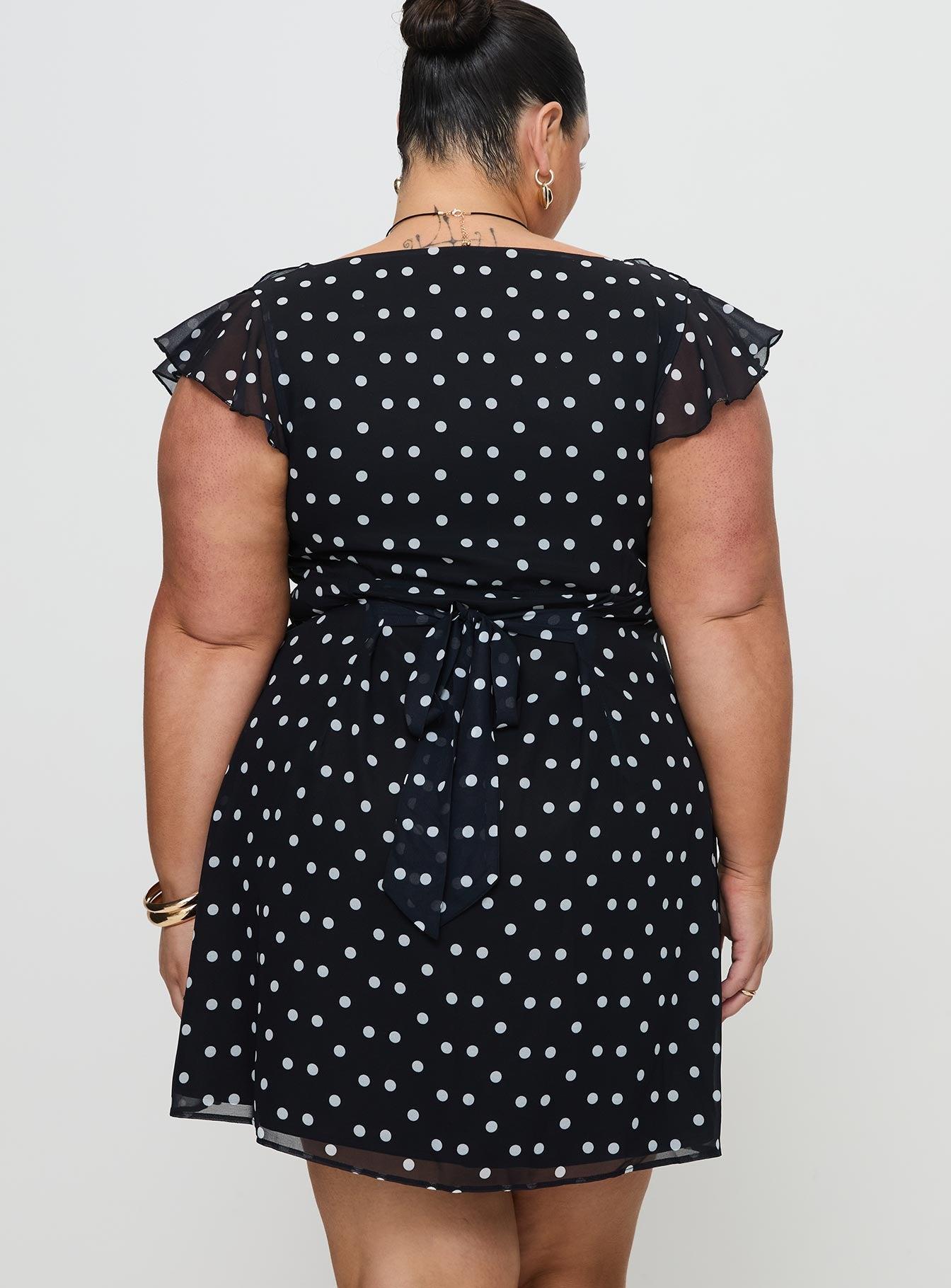 I Guess So Mini Dress Black Polka Dot Product Image