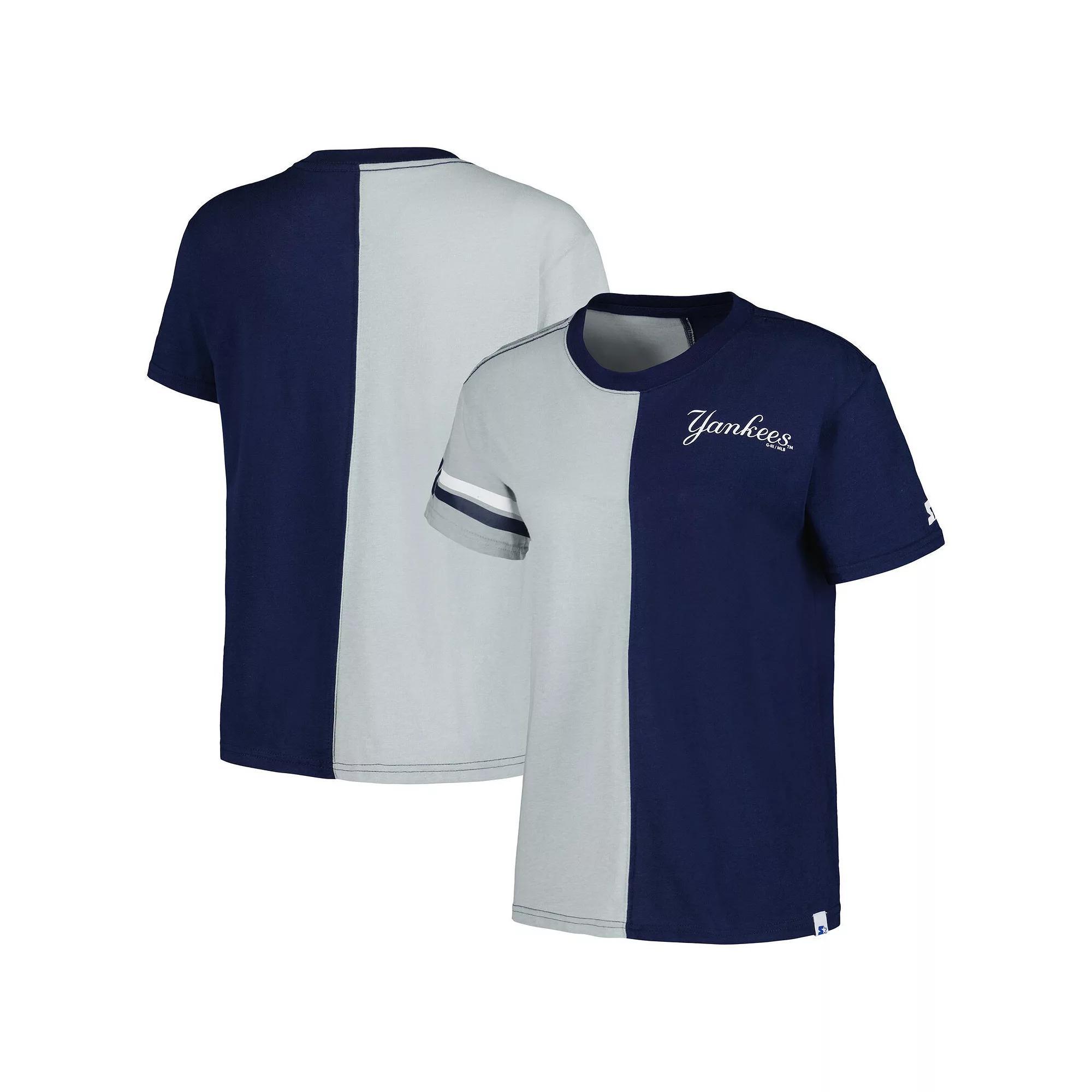 Women's Starter  Navy/Gray New York Yankees Power Move T-Shirt, Size: XS, Blue Product Image