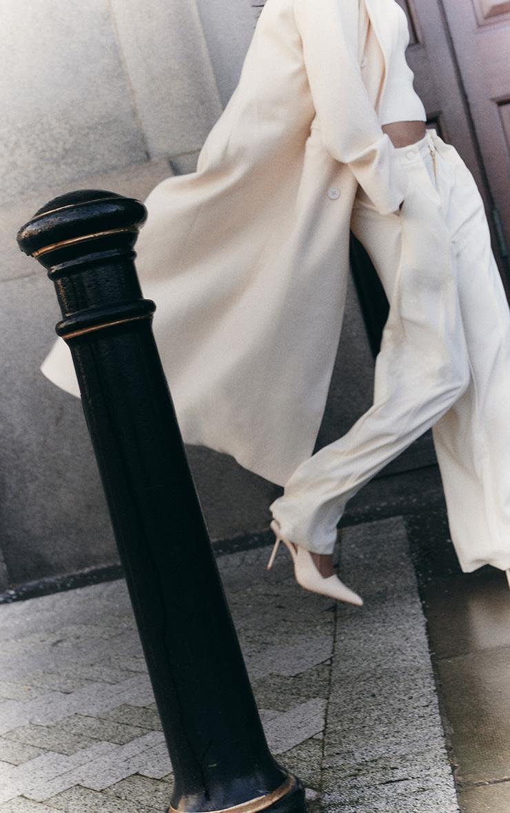 Cream Adjustable Waist Tailored Pants Product Image