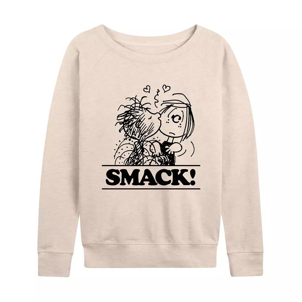 Women's Peanuts Pigpen & Patty Smack French Terry Long Sleeve Tee, Size: XL, Beige Product Image