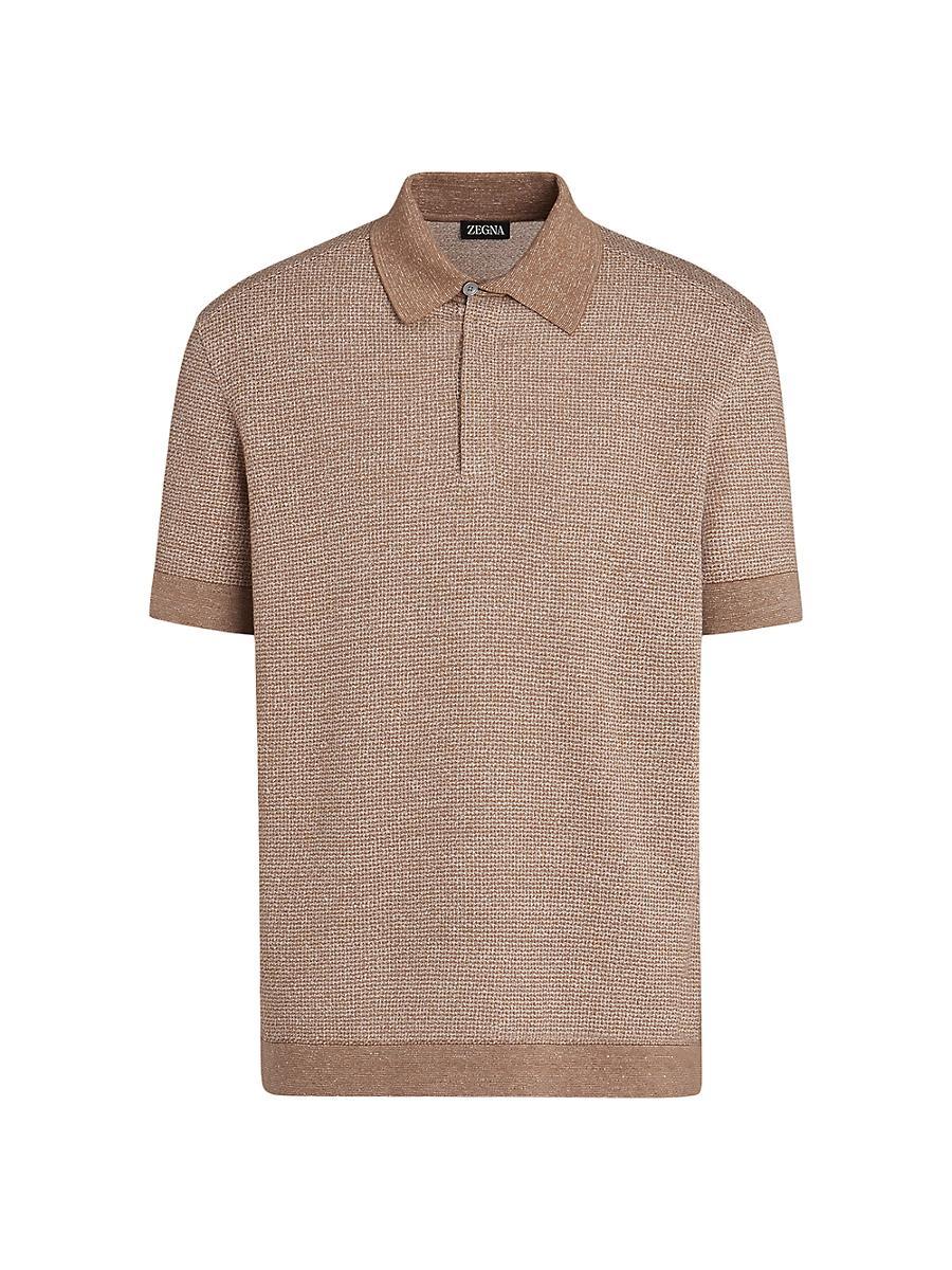Mens Cotton Linen and Silk Polo Shirt Product Image