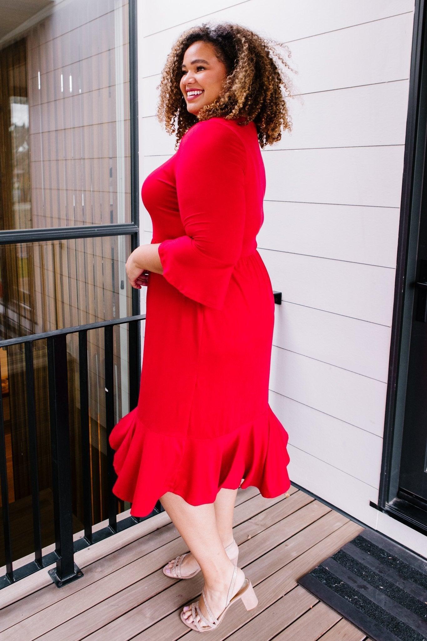 Cloudy Skies Dress in Crimson (Online Exclusive) Product Image