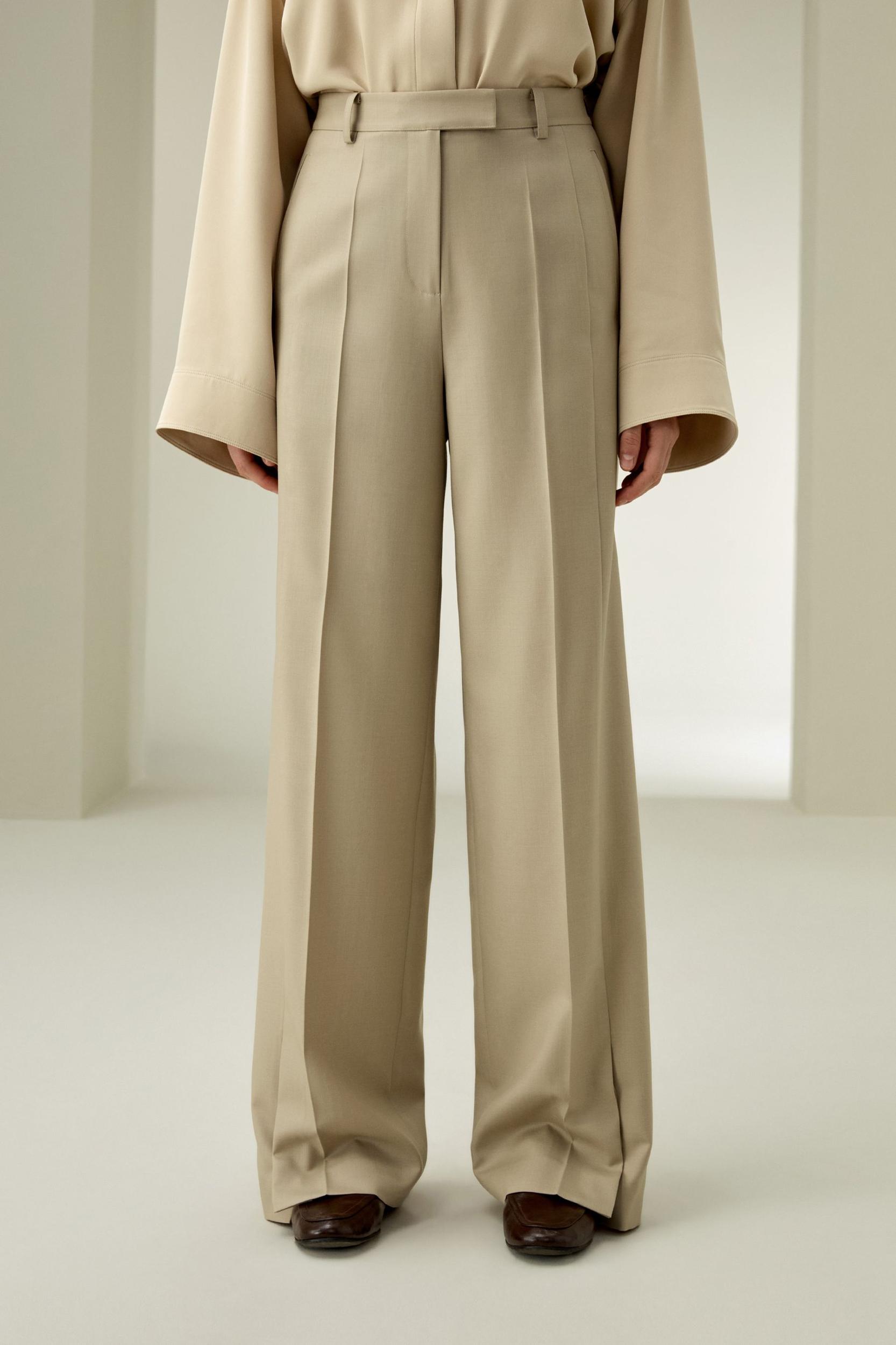 Wool Silk Blend Straight Pants Product Image