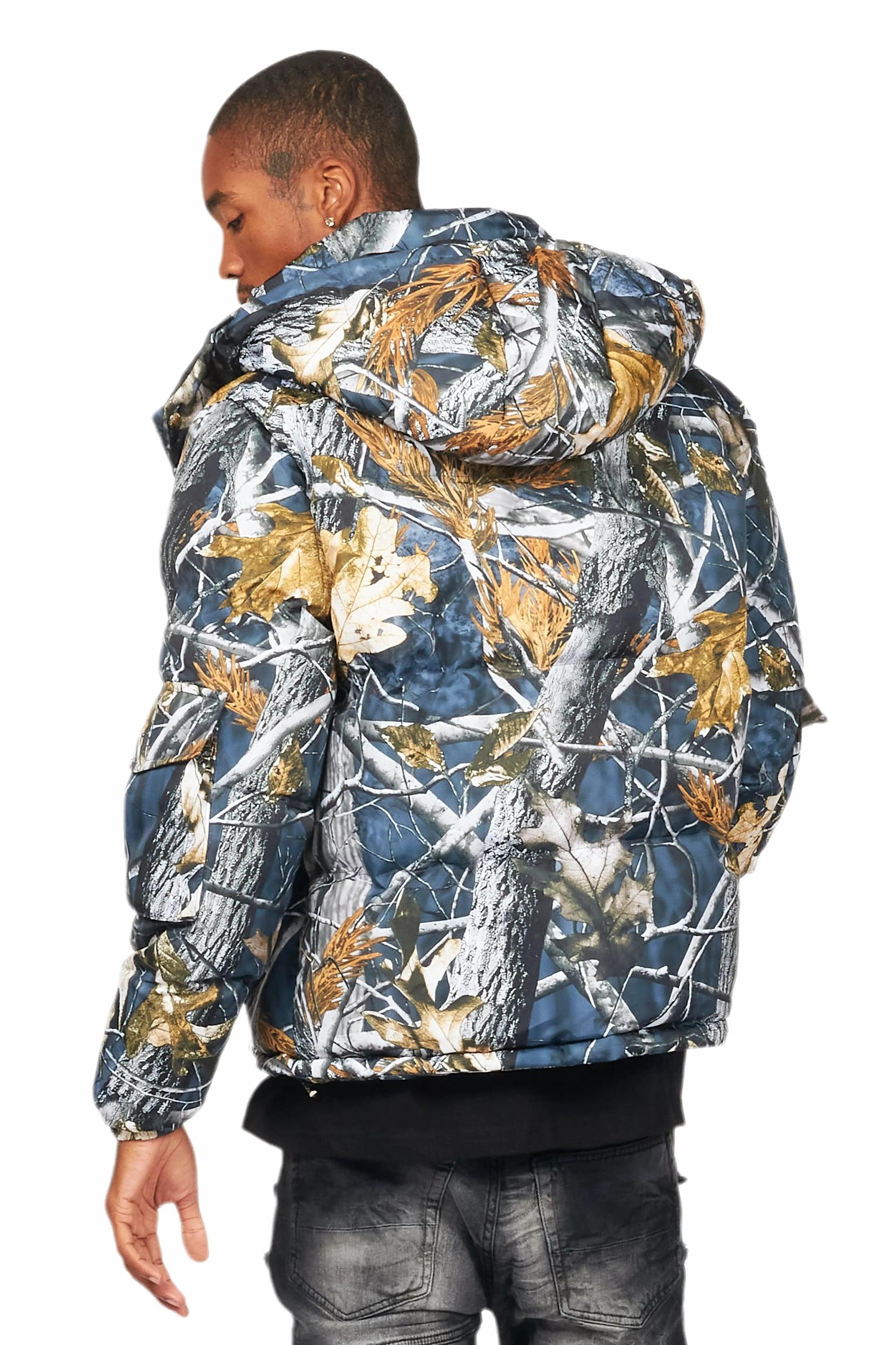 Bandik Black Tree Camo Puffer Jacket Male Product Image
