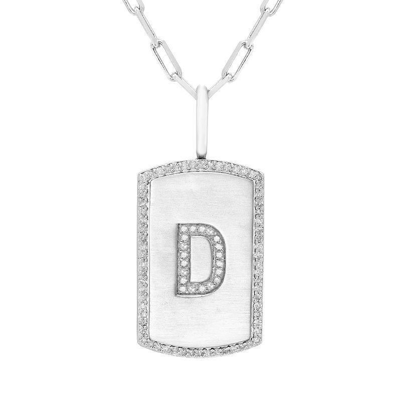 It's Personal Initial Sterling Silver & 1/4 Carat T.W. Diamond Dog Tag Necklace, Women's, Size: 20", Sterling Z Product Image