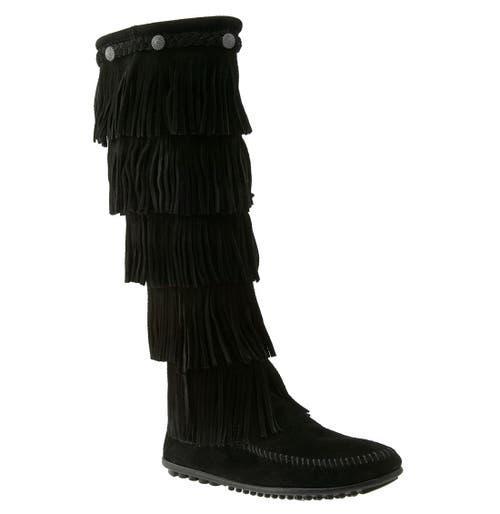 Minnetonka 5-Layer Fringe Suede Boots Product Image