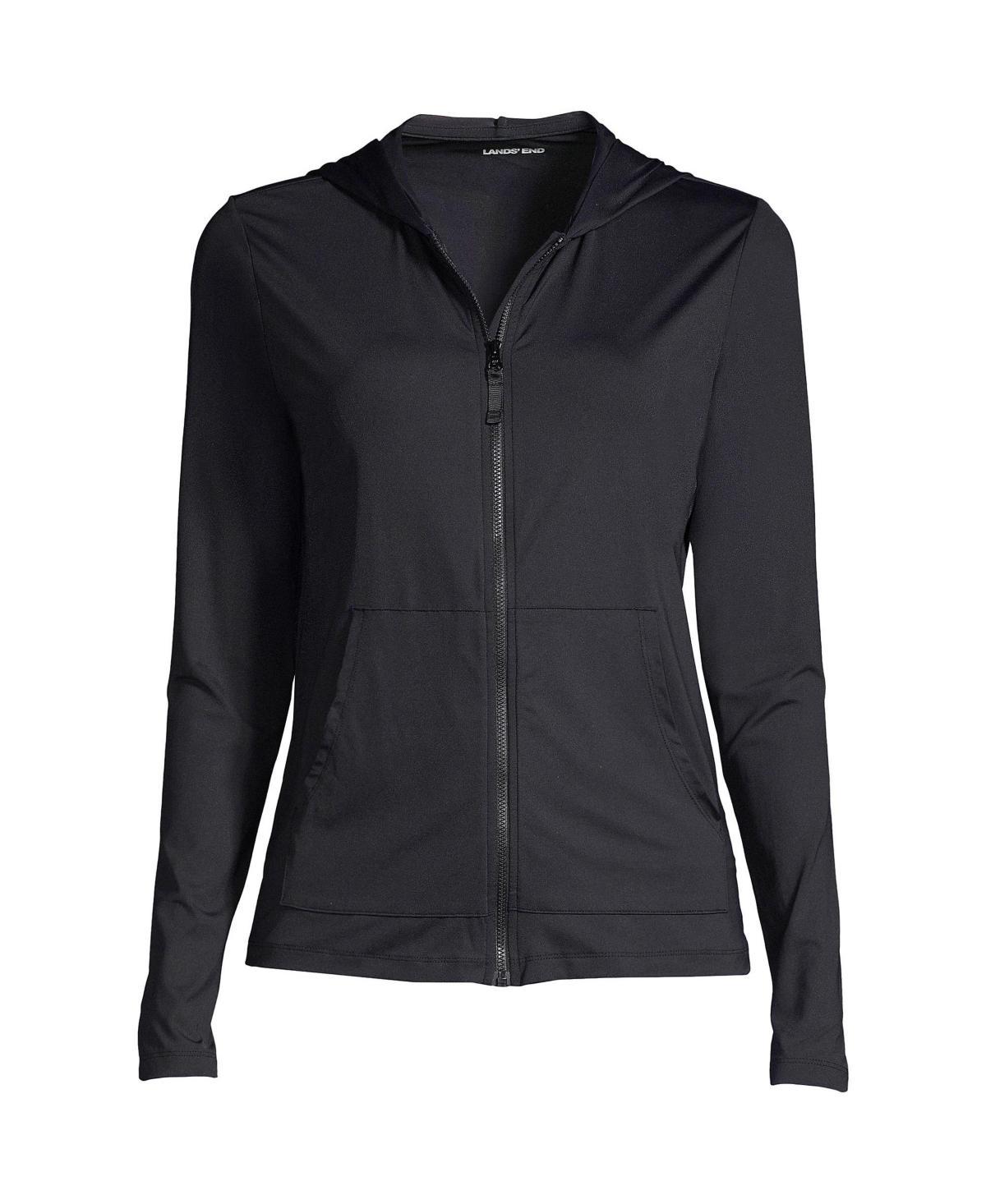 Petite Lands' End UPF 50 Hooded Full-Zip Long Sleeve Rash Guard, Women's, Size: XL Petite, White Product Image