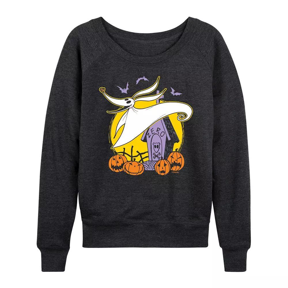 Disneys Nightmare Before Christmas Zero Womens French Terry Long Sleeve Tee Heather Grey Product Image