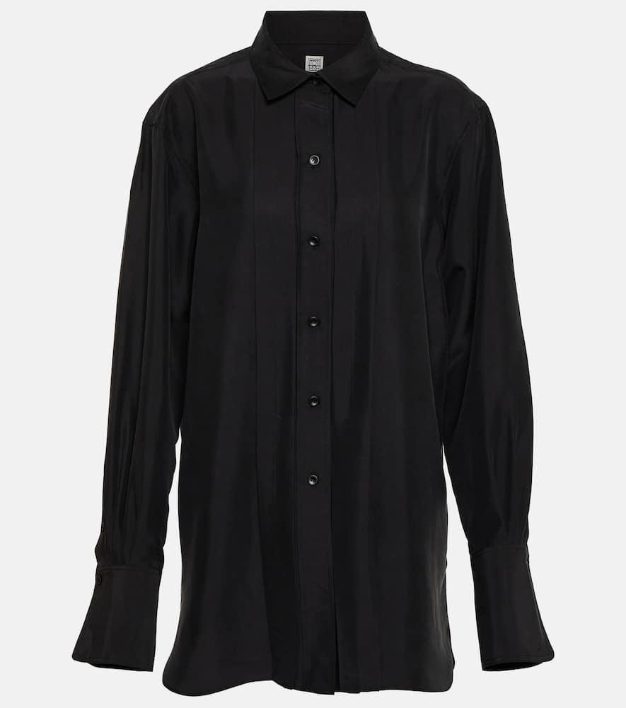 TOTÊME Navy Silk Shirt In Schwarz Product Image