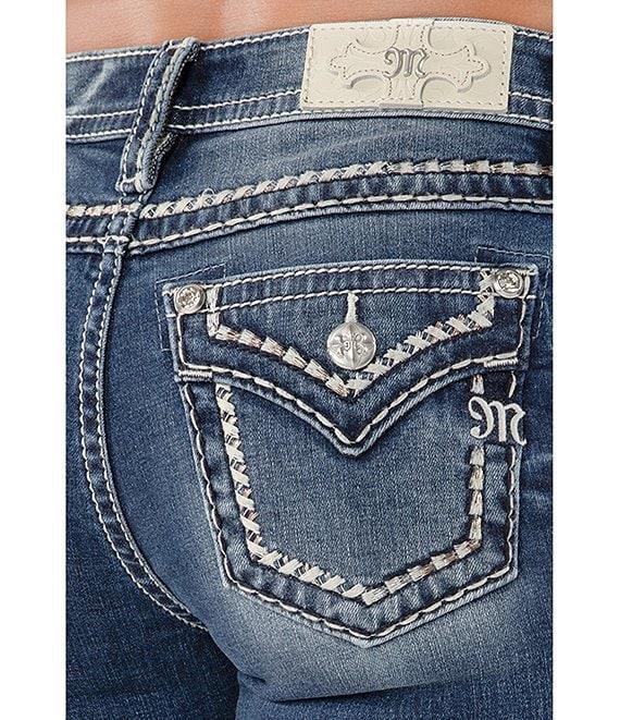 Miss Me Mid Rise Border Embroidered Bootcut Jeans Product Image