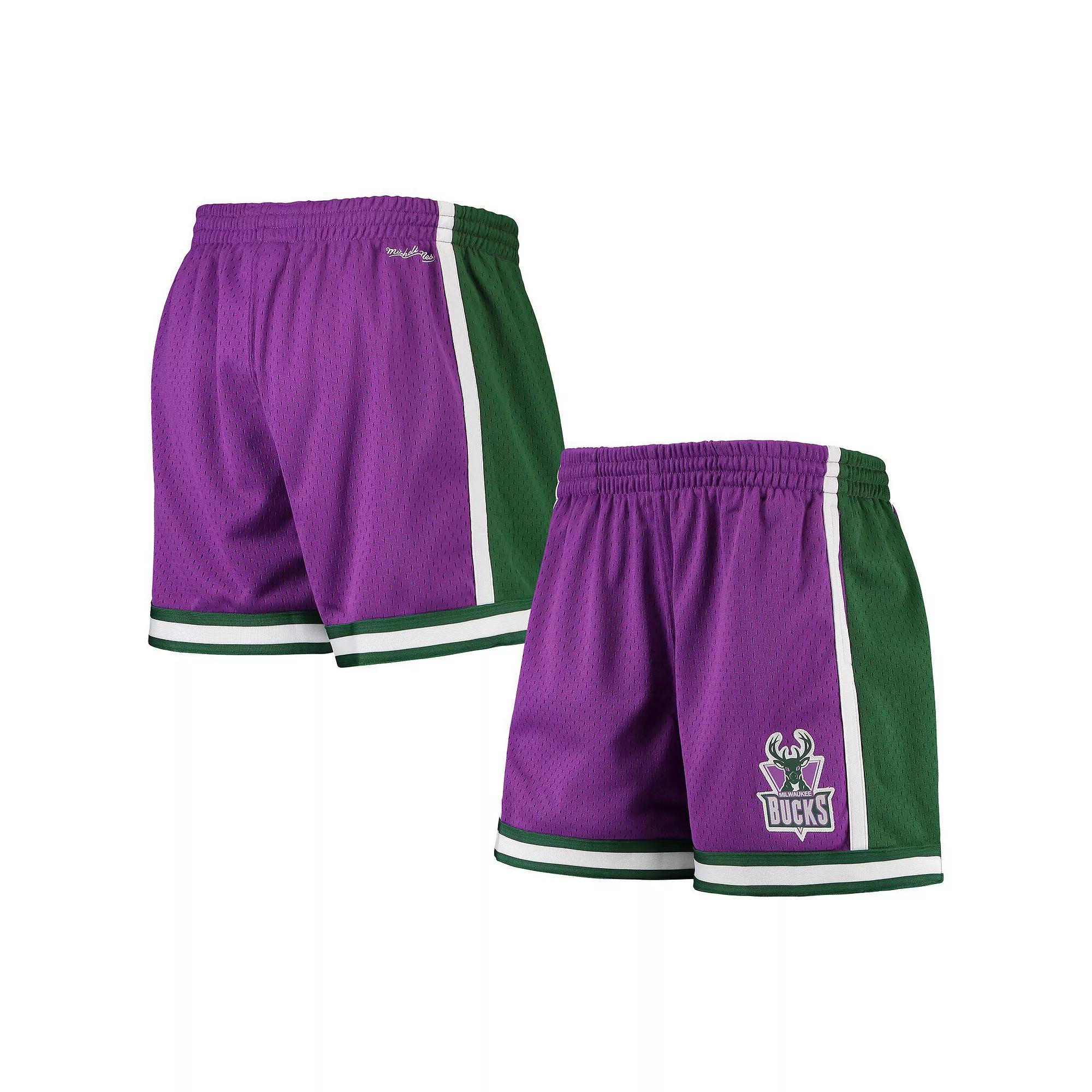 Women's Mitchell & Ness Purple Milwaukee Bucks Jump Shot Shorts, Size: XL Product Image