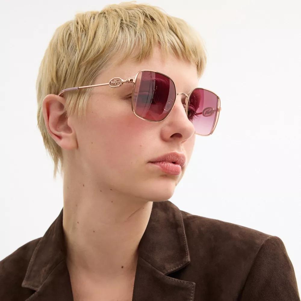 Horse And Carriage Metal Oversized Square Sunglasses Product Image