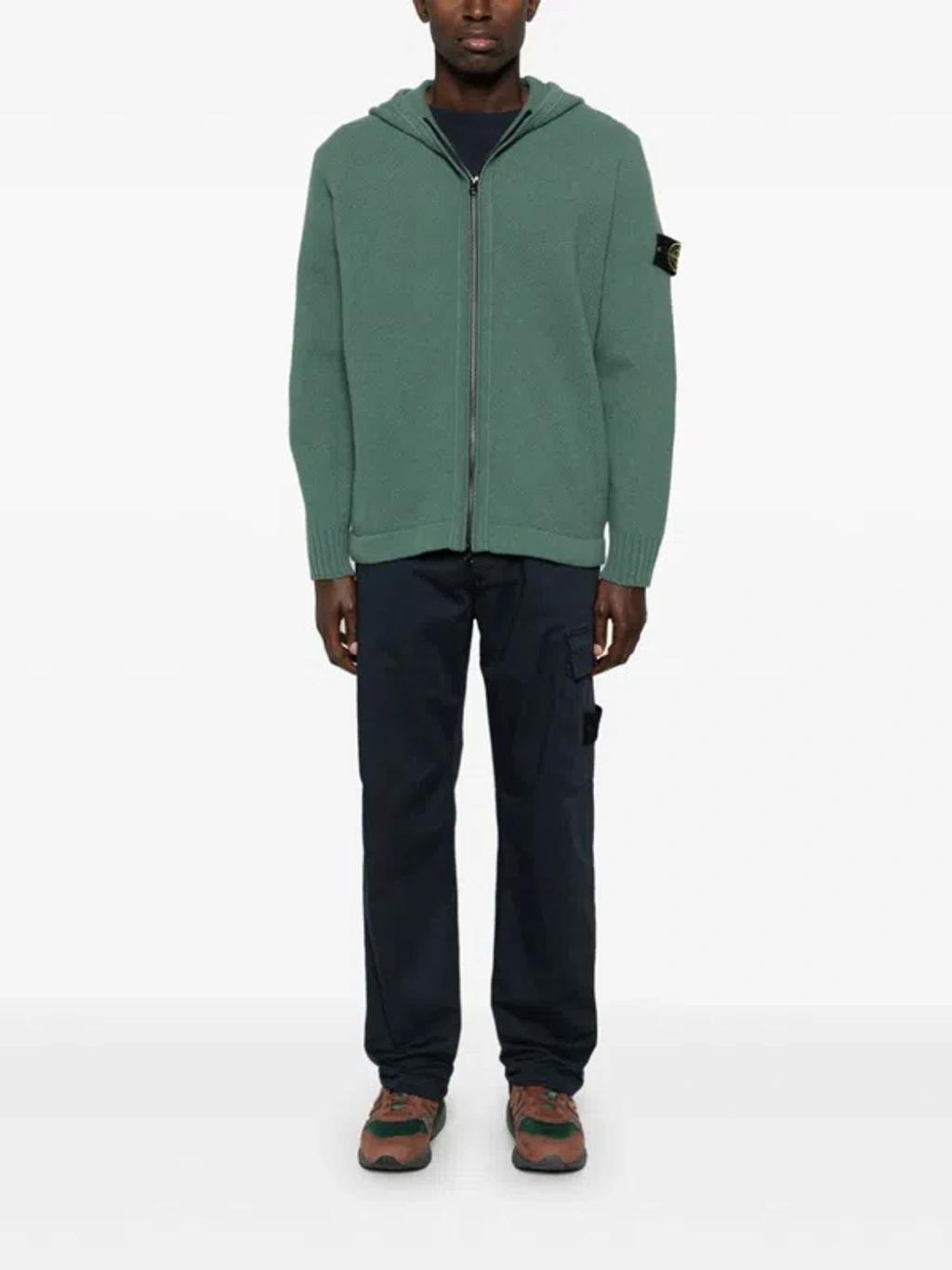 STONE ISLAND Compass-badge Cardigan In Green Product Image