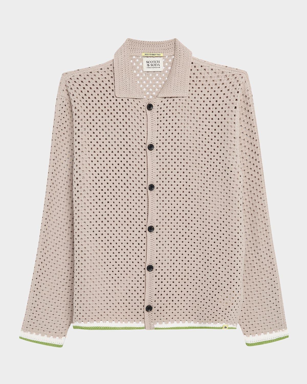 Mens Crochet Button-Down Shirt Product Image
