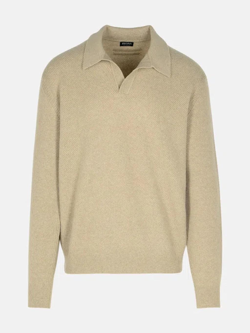 ZEGNA Beige Cashmere Sweater Product Image