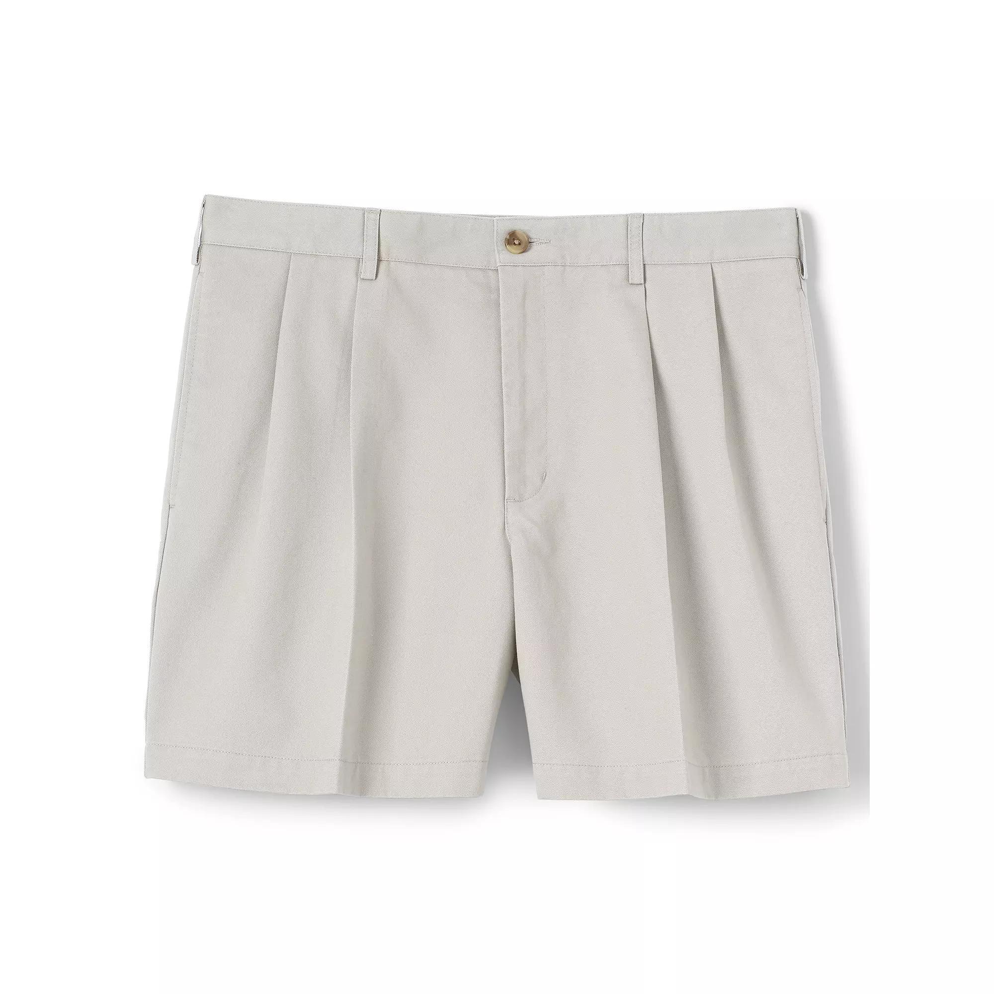 Mens Lands End Classic-Fit 6-inch No-Iron Pleated Chino Shorts Green Product Image