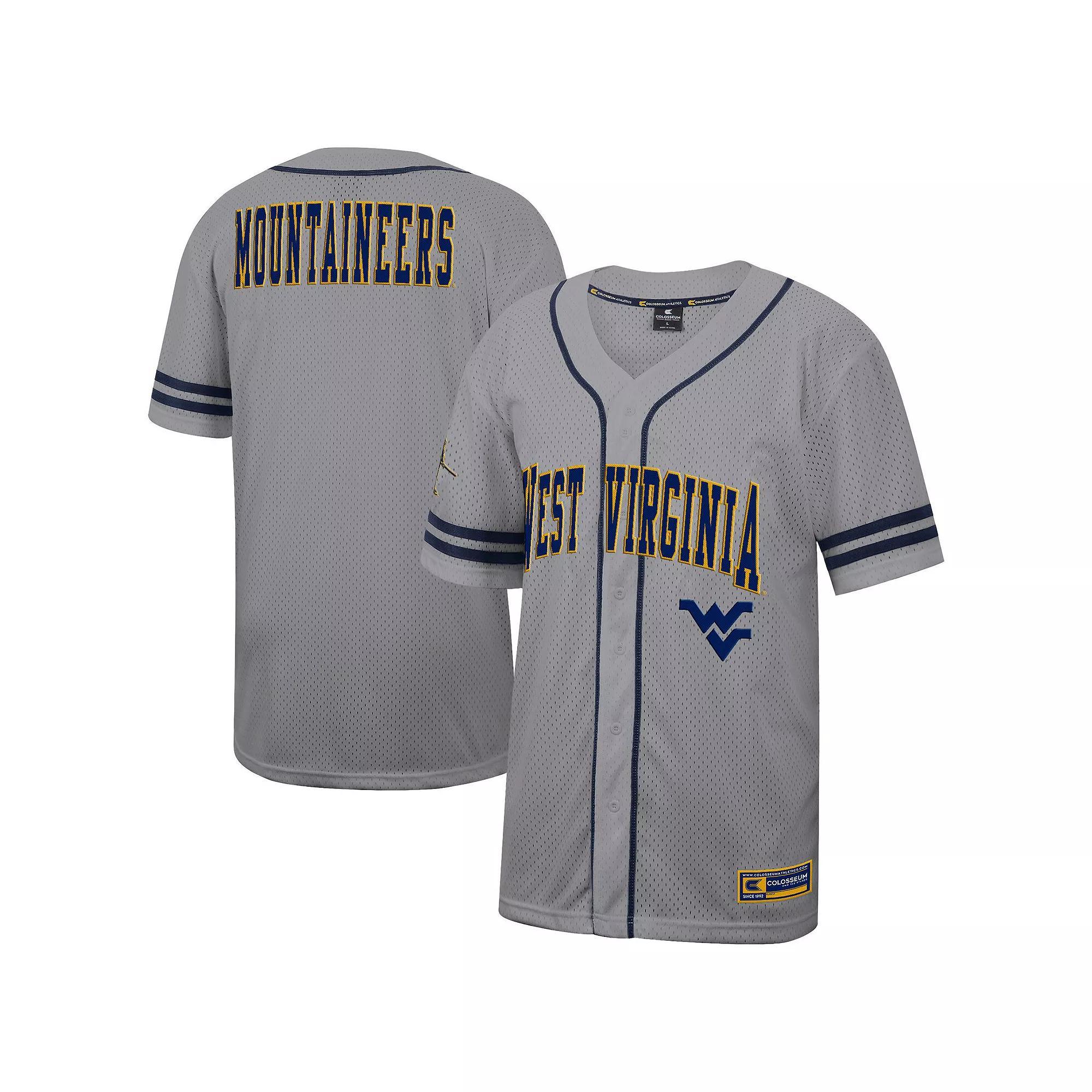 Men's Colosseum Gray West Virginia Mountaineers Free Spirited Baseball Jersey, Size: Large, Grey Product Image