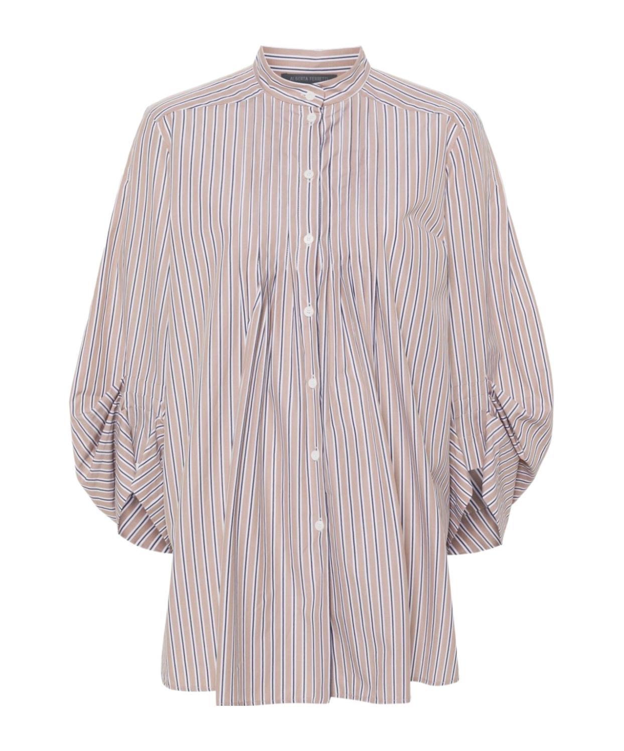 ALBERTA FERRETTI Gestreiftes Hemd In Fantasia Beige Product Image