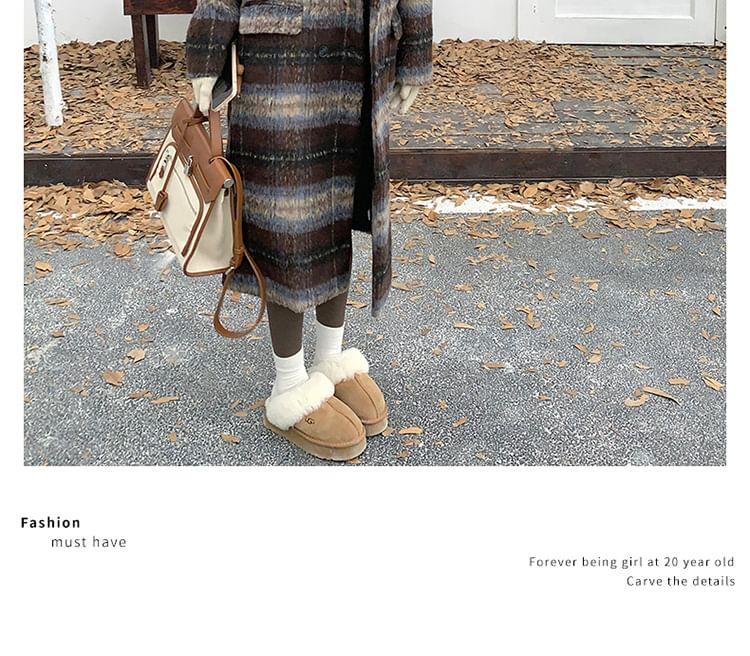 Plaid Hooded Mock Two-Piece Midi Double-Breasted Coat Product Image