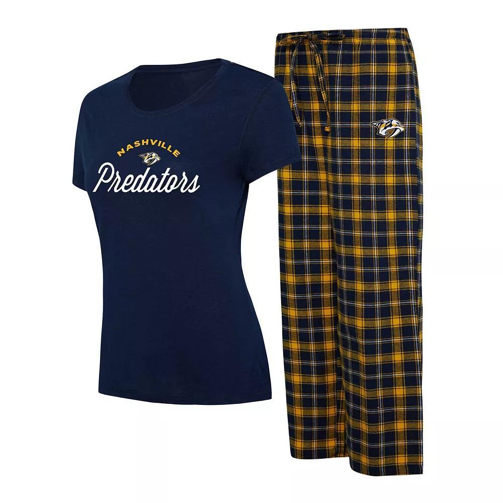 Women's Concepts Sport Navy/Gold Nashville Predators Arctic T-Shirt & Pajama Pants Sleep Set, Size: Small, Pdt Blue Product Image