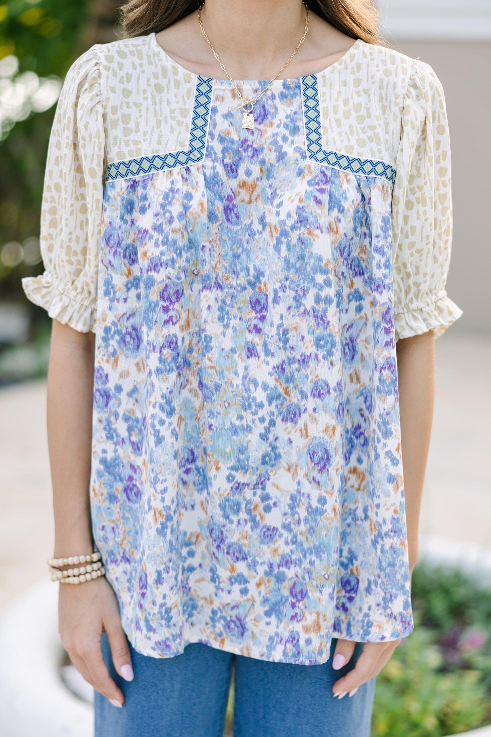 All About You Blue Floral Blouse Female Product Image
