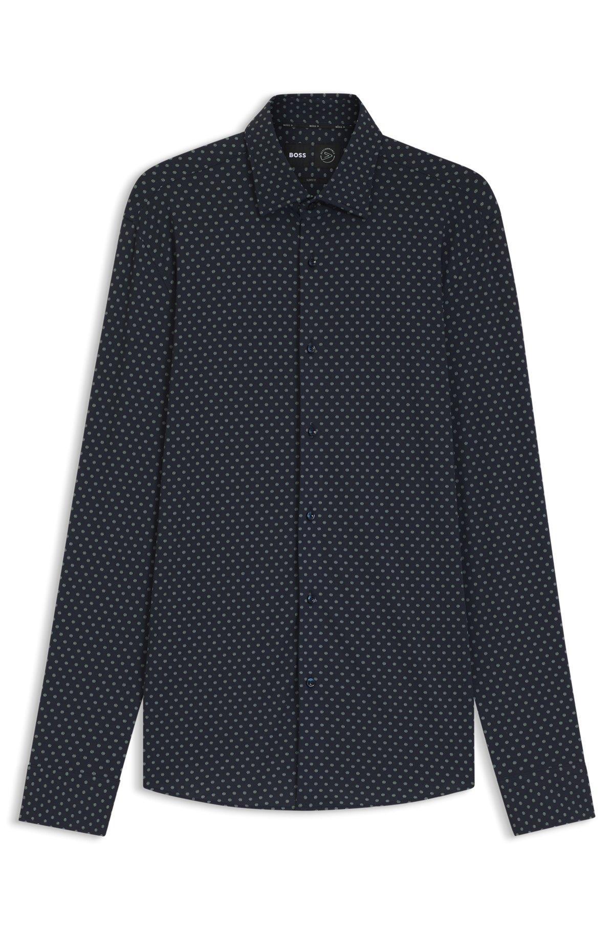 BOSS - Slim-fit shirt in Italian-made performance-stretch fabric - Light Green Product Image