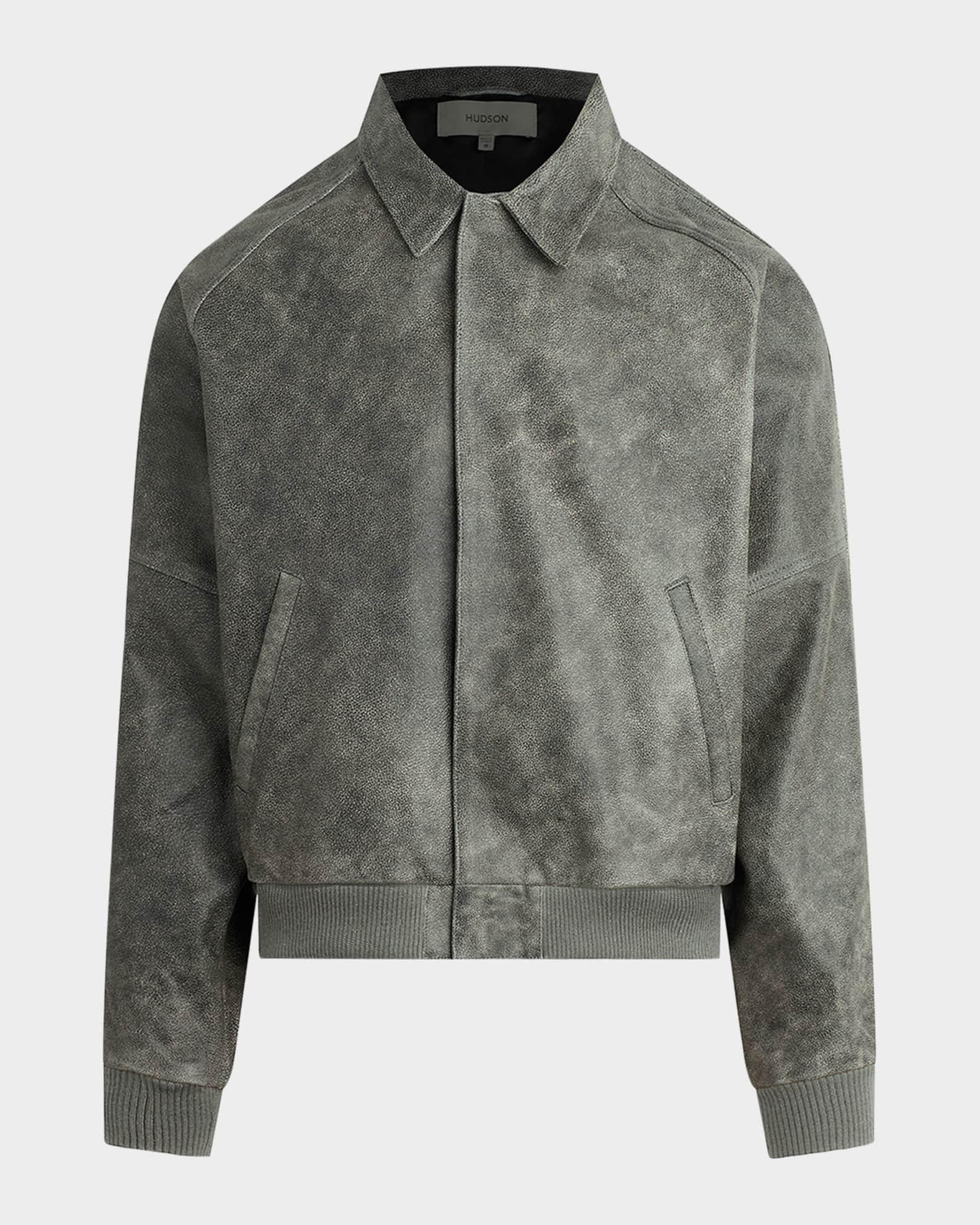 Men's Leather Bomber Jacket Product Image