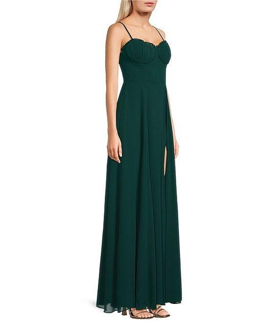 City Vibe Spaghetti Strap Corset Chiffon Long Slim Dress Product Image