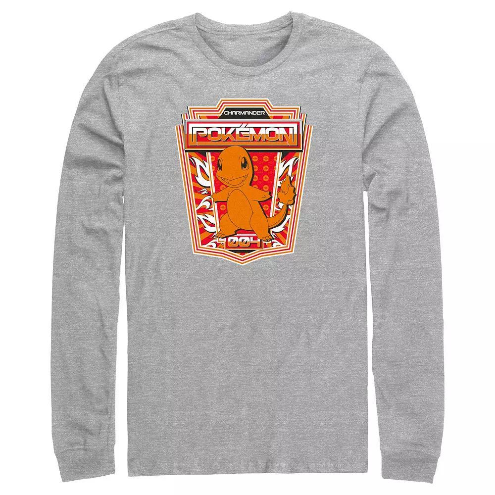 Men's Pokemon Charmander Badge Graphic Tee, Size: Small, Athletic Grey Product Image
