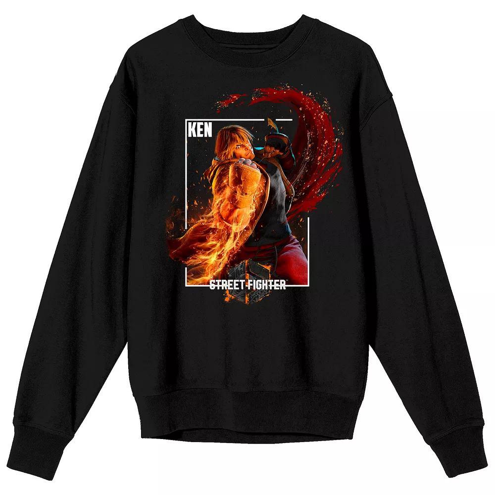Men's Street Fighter VI Ken Fiery Long Sleeve Graphic Tee, Size: XXL, Black Product Image