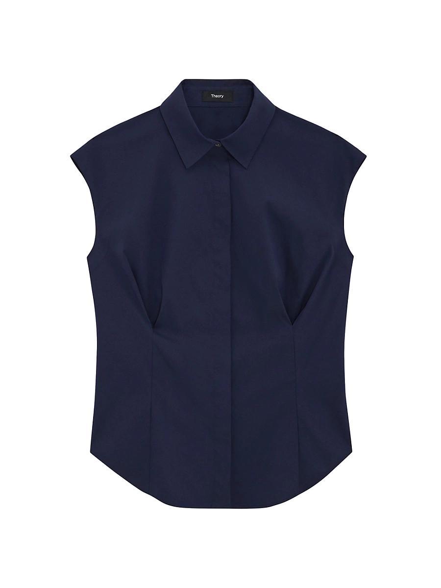 Womens Cotton Cap-Sleeve Fitted Top Product Image
