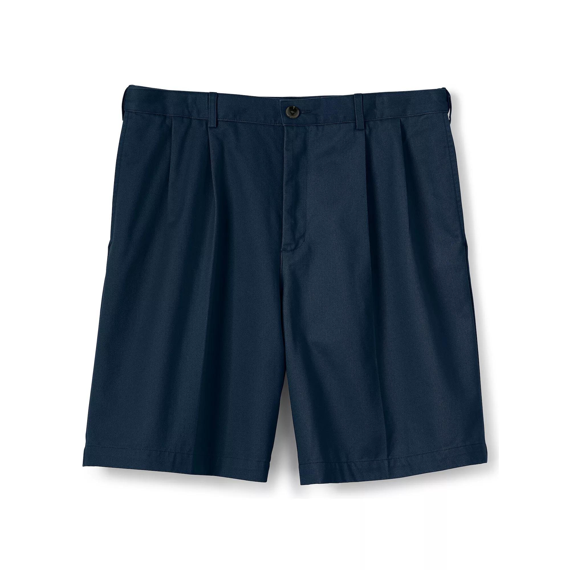 Men's Lands' End Comfort Waist 9-inch No-Iron Pleated Chino Shorts, Size: 37, Radiant Blue Product Image