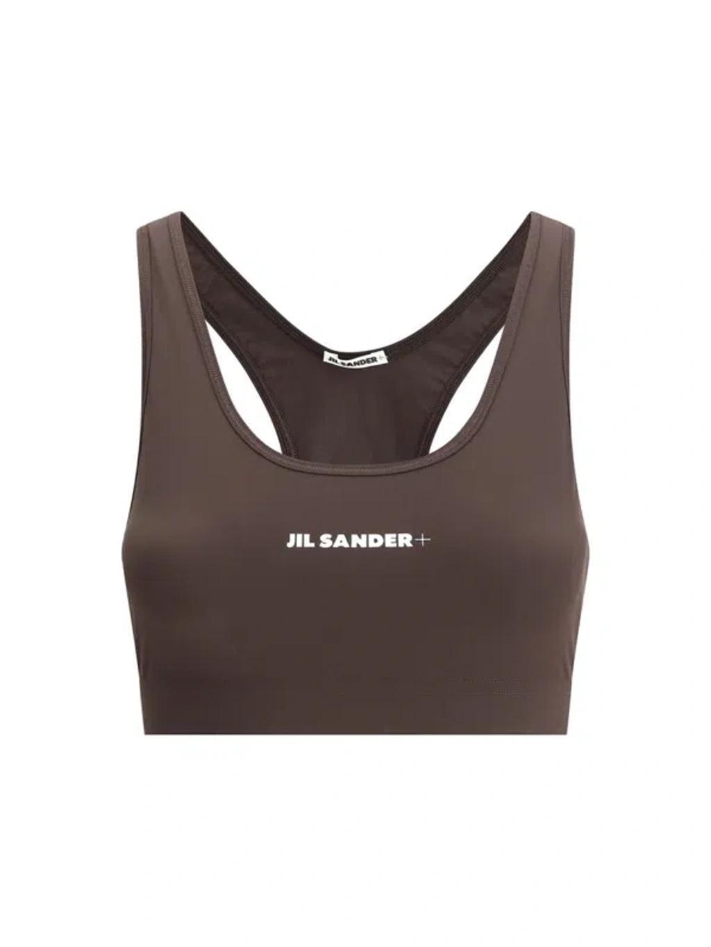 JIL SANDER Stylish Racerback Crop Top In Brown Product Image