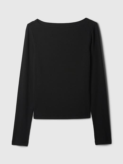Modern Rib Cropped Boatneck T-Shirt Product Image